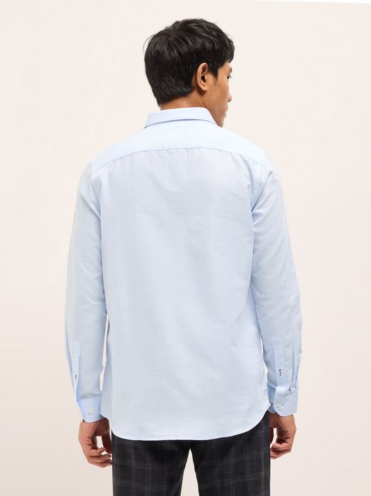 Light Blue Woven Checked Tailored Fit Formal Shirt