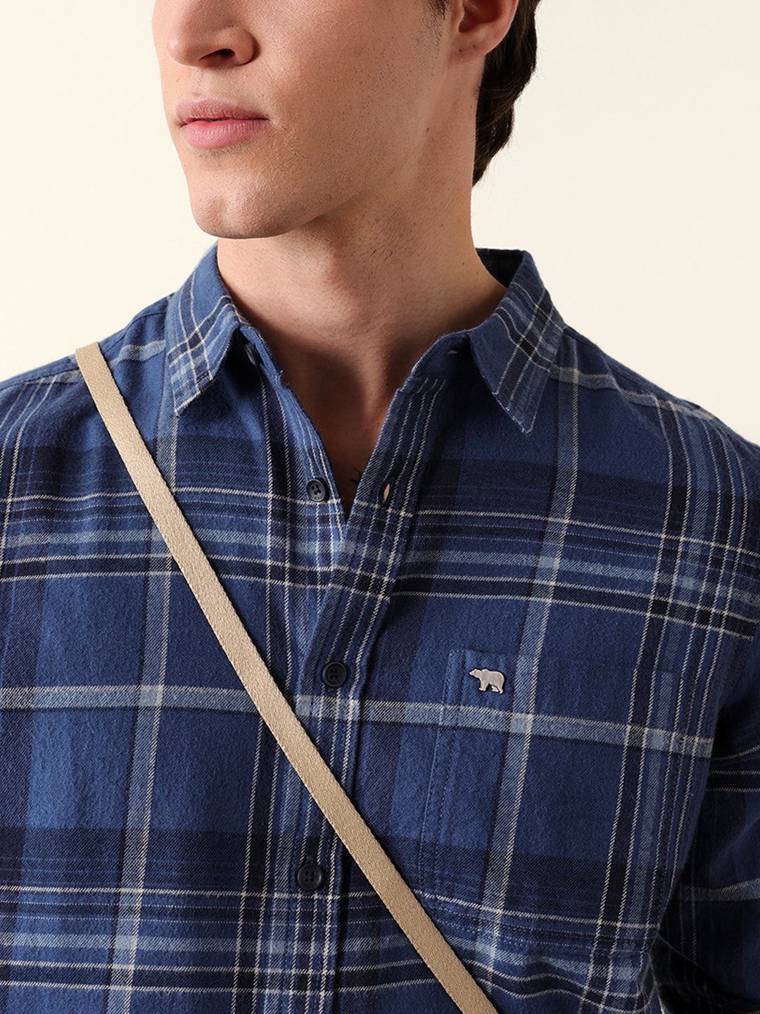 Blue Woven Check Regular Fit Flannel Casual Shirt
