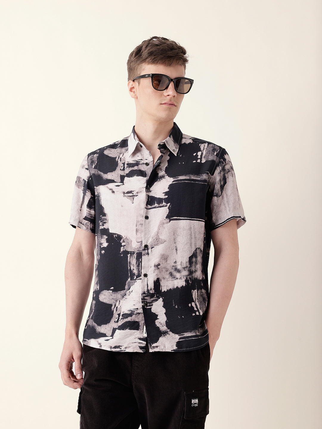 Multicolor Artistic Brushstroke Printed Regular Fit Casual Shirt