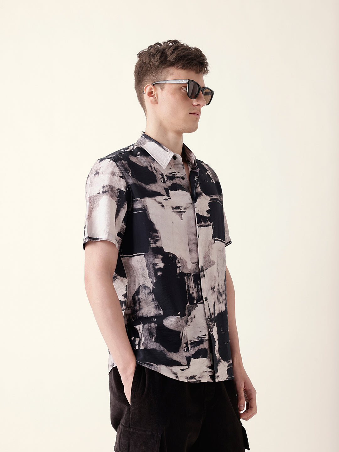 Multicolor Artistic Brushstroke Printed Regular Fit Casual Shirt