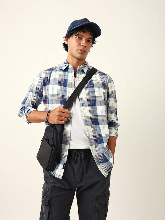 Multicolor Woven Check Slim Fit Casual Shirt