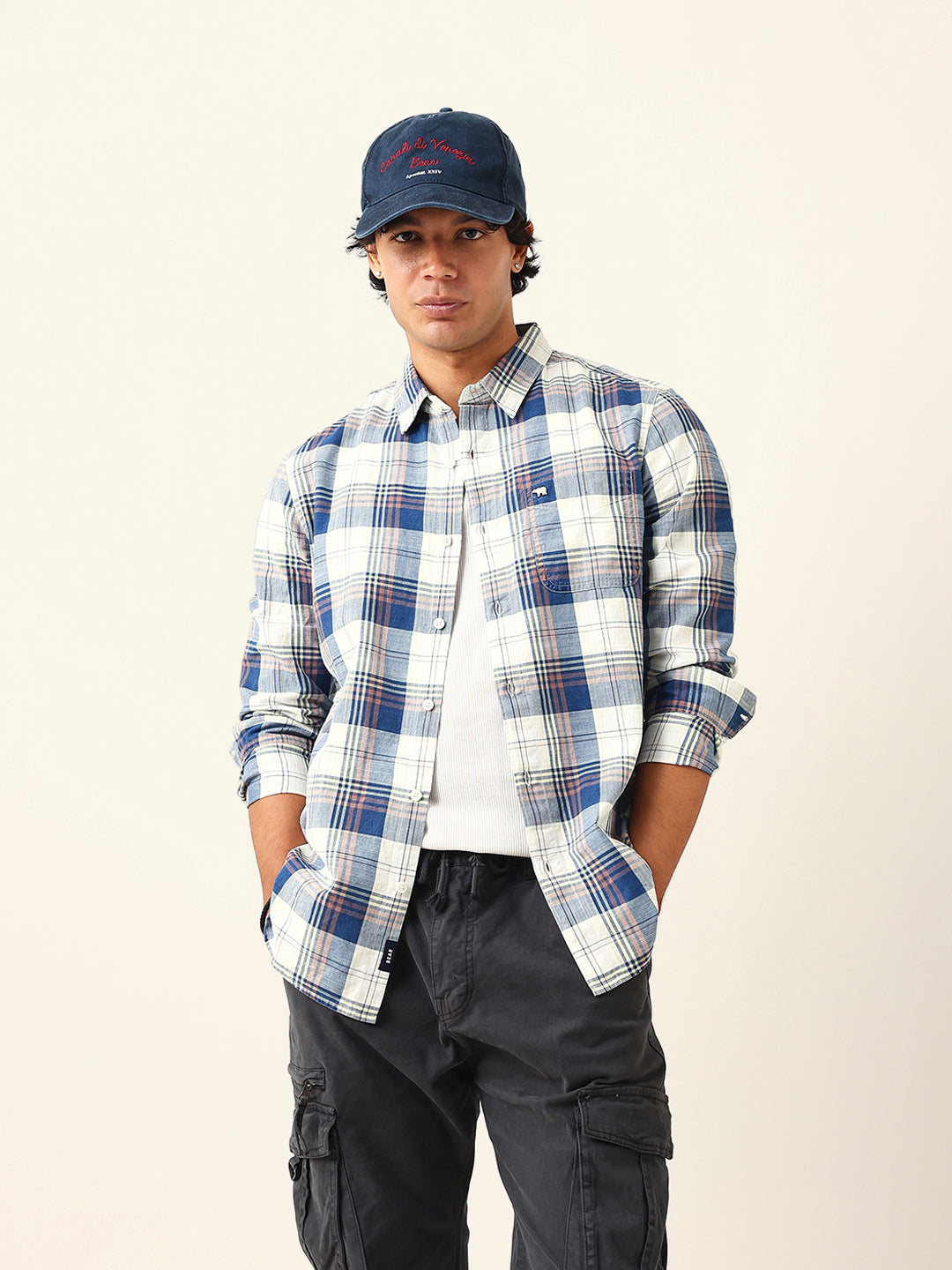 Multicolor Woven Check Slim Fit Casual Shirt