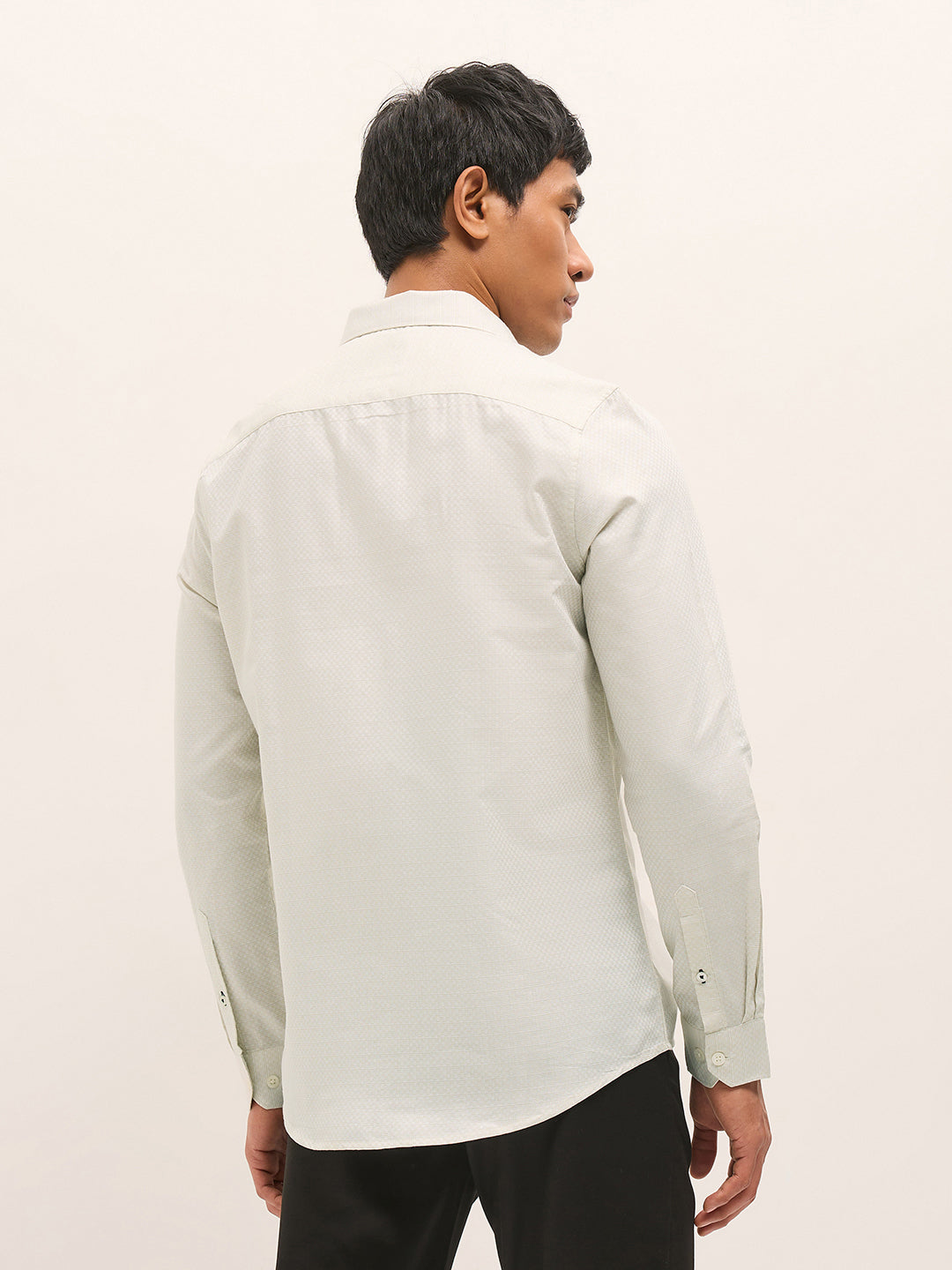 Light Green Woven Cotton Blend Tailored Fit Formal Shirt