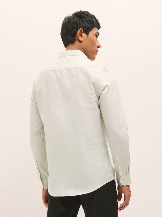 Light Green Woven Cotton Blend Tailored Fit Formal Shirt