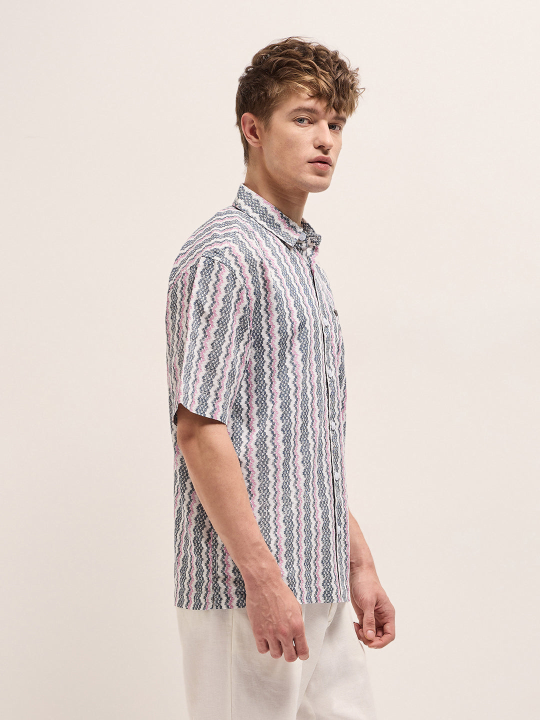 Multi-Color Geometrical Digital Print Relax Fit Casual Shirt