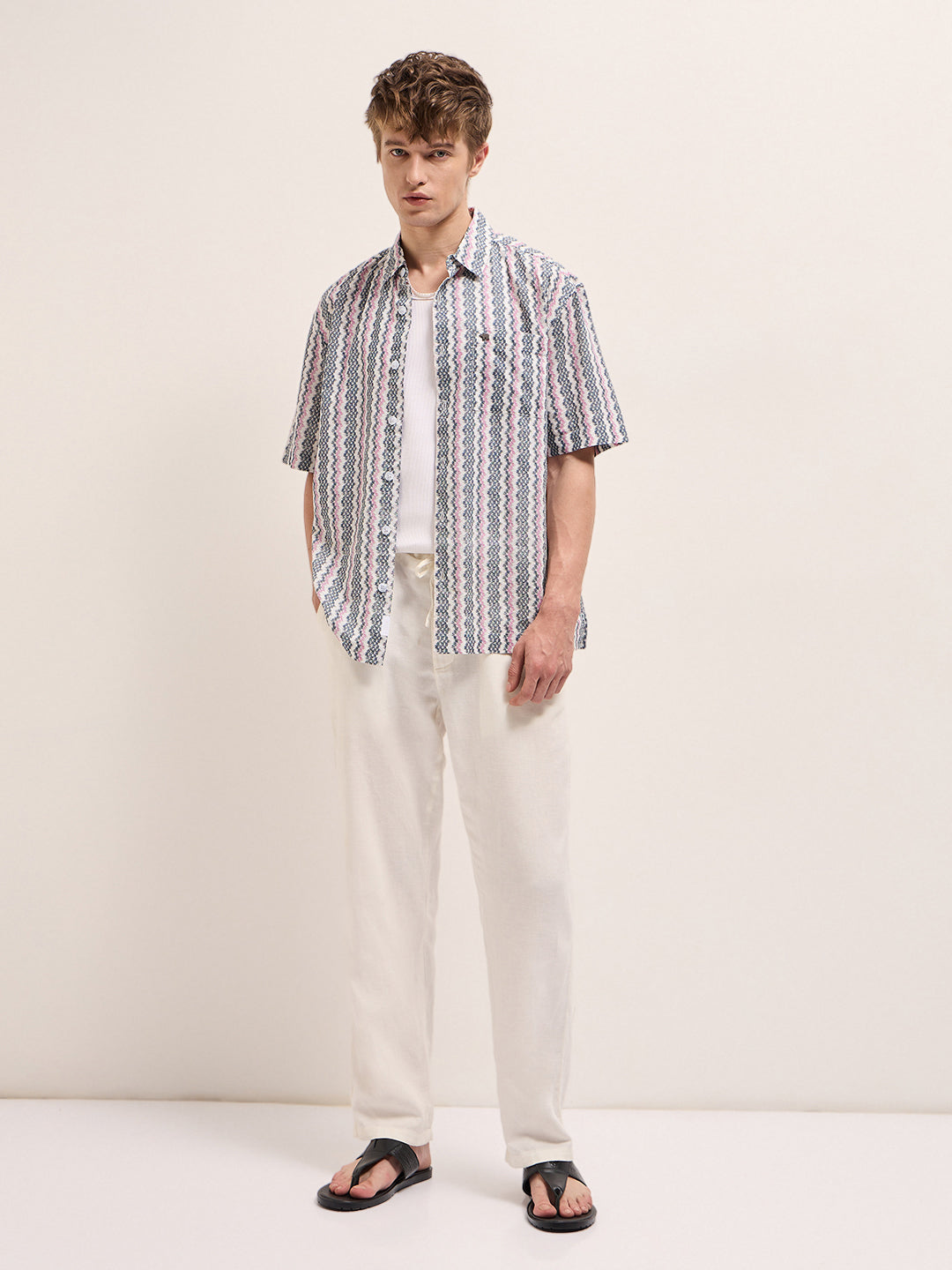 Multi-Color Geometrical Digital Print Relax Fit Casual Shirt