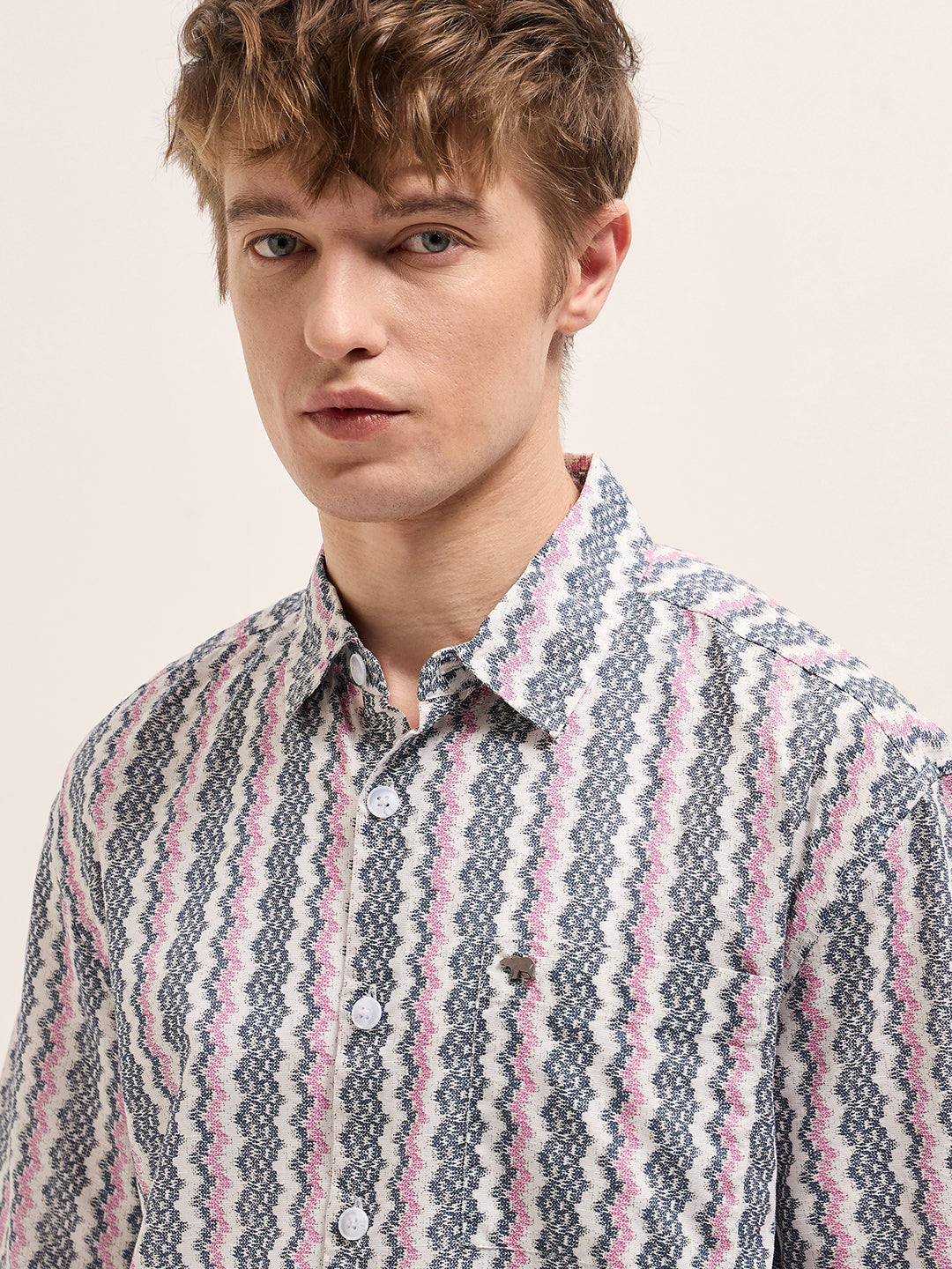 Multi-Color Geometrical Digital Print Relax Fit Casual Shirt