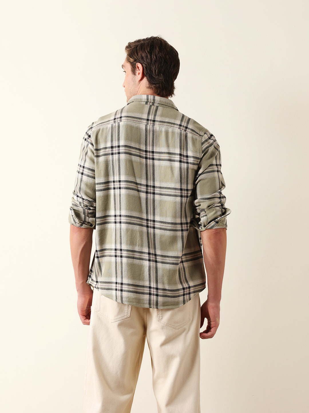 Green Regular Fit Checked Flannel Casual Shirt