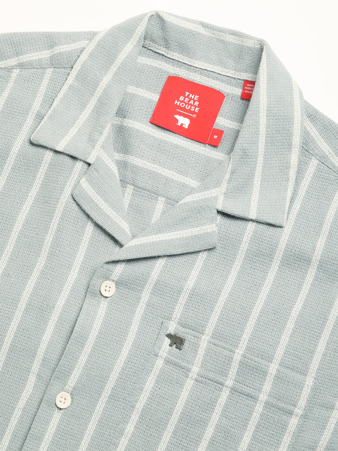 Men's Green Striped Regular Fit Casual Shirt