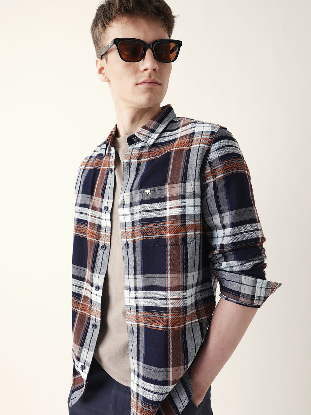Multicolor Classic Tartan Woven Checked Slim Fit Casual Shirt