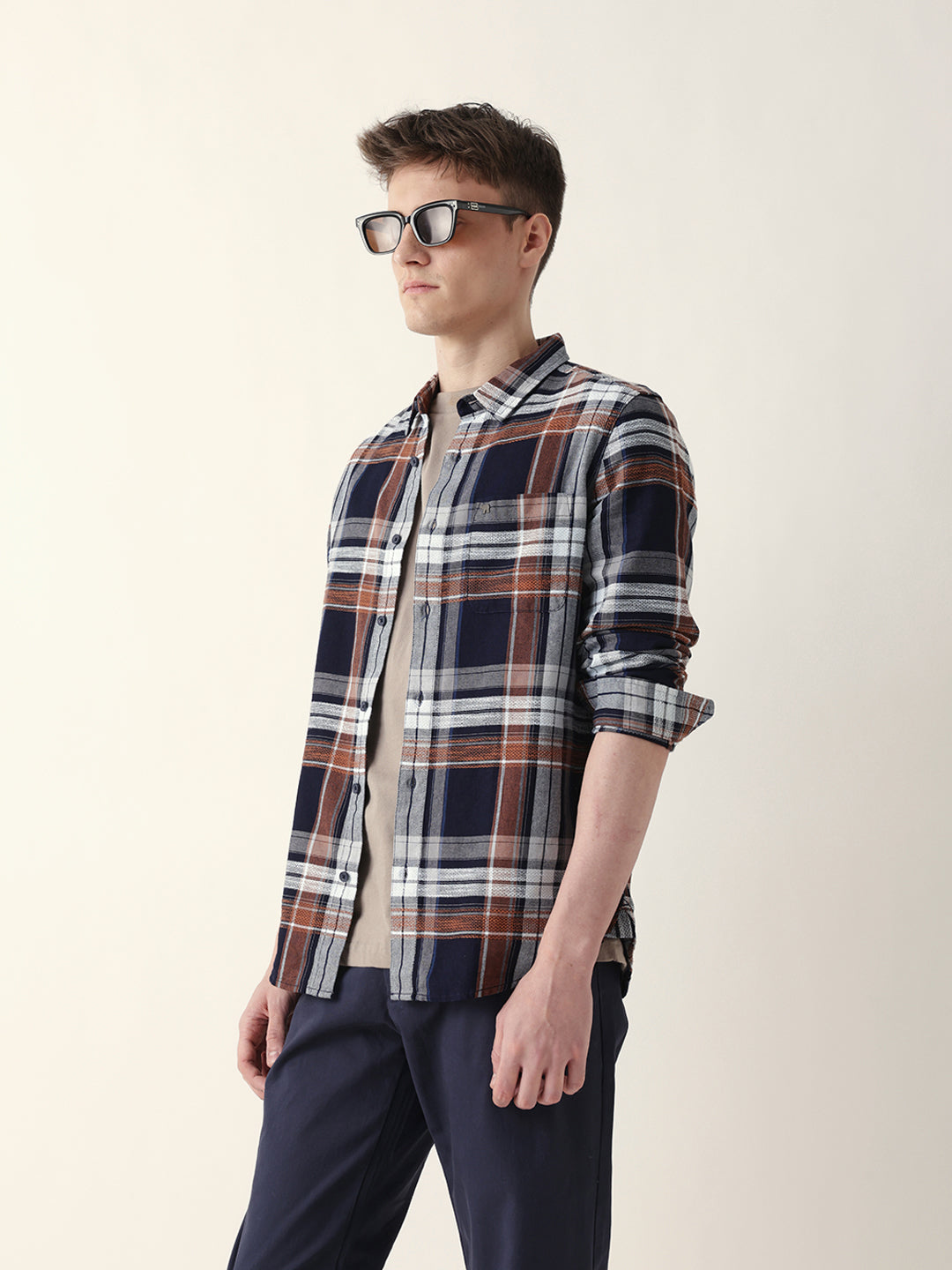 Multicolor Classic Tartan Woven Checked Slim Fit Casual Shirt