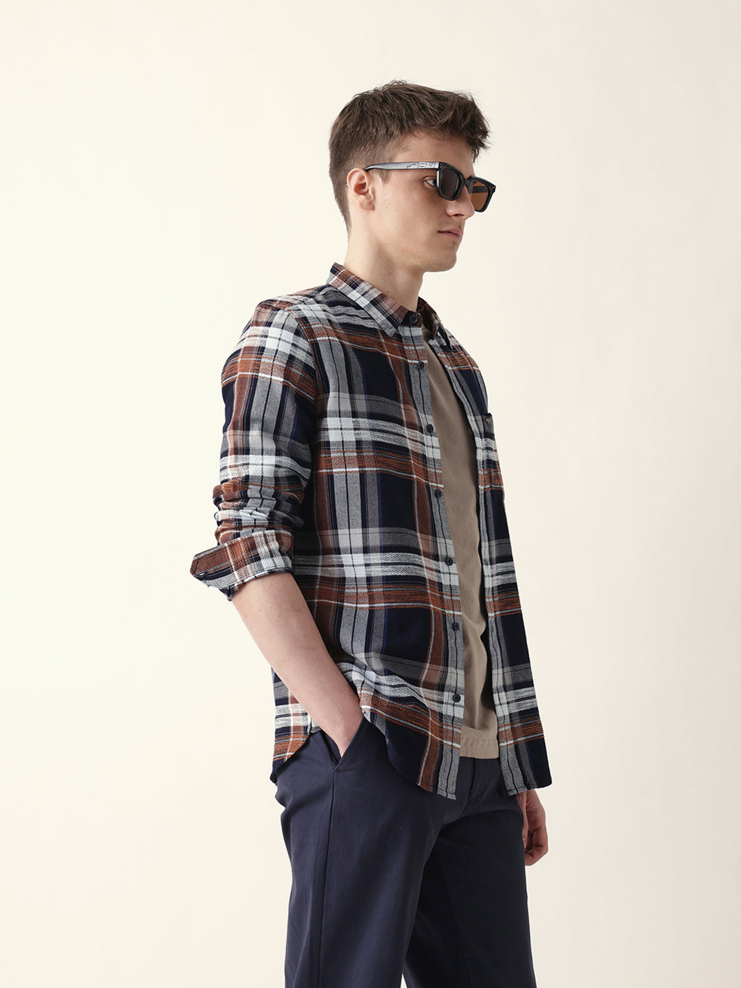 Multicolor Classic Tartan Woven Checked Slim Fit Casual Shirt