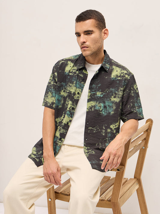 Multi-Color Abstract Digital Print Relax Fit Casual Shirt