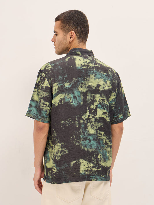 Multi-Color Abstract Digital Print Relax Fit Casual Shirt