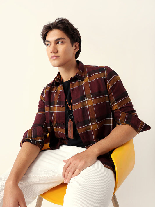 Multicolor Woven Check Regular Fit Casual Shirt