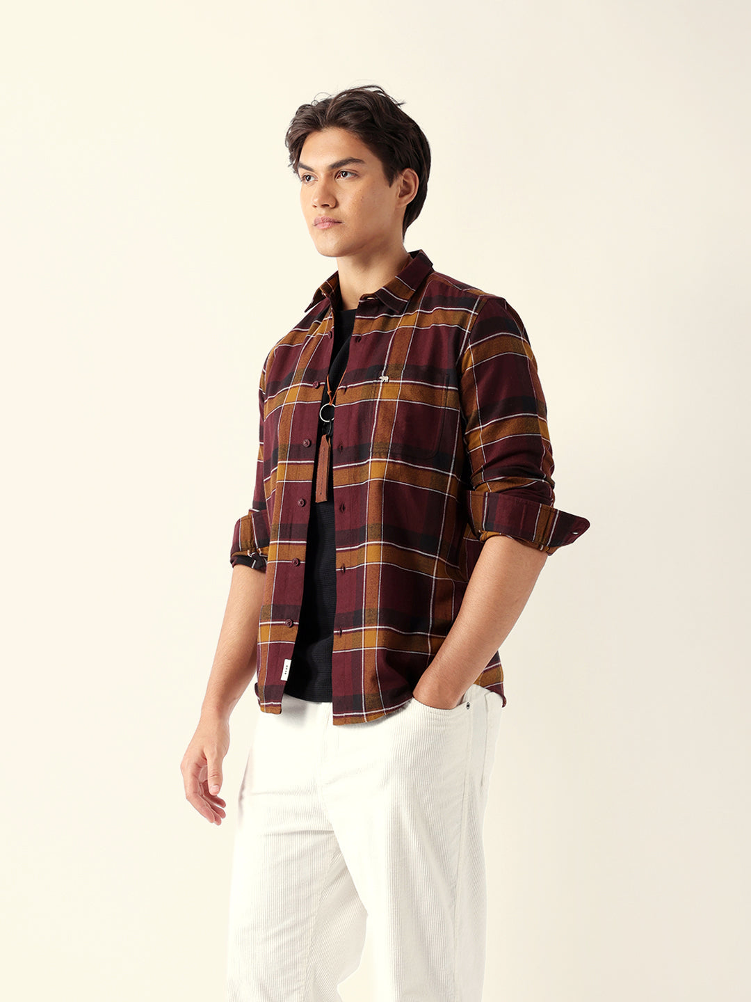 Multicolor Woven Check Regular Fit Casual Shirt