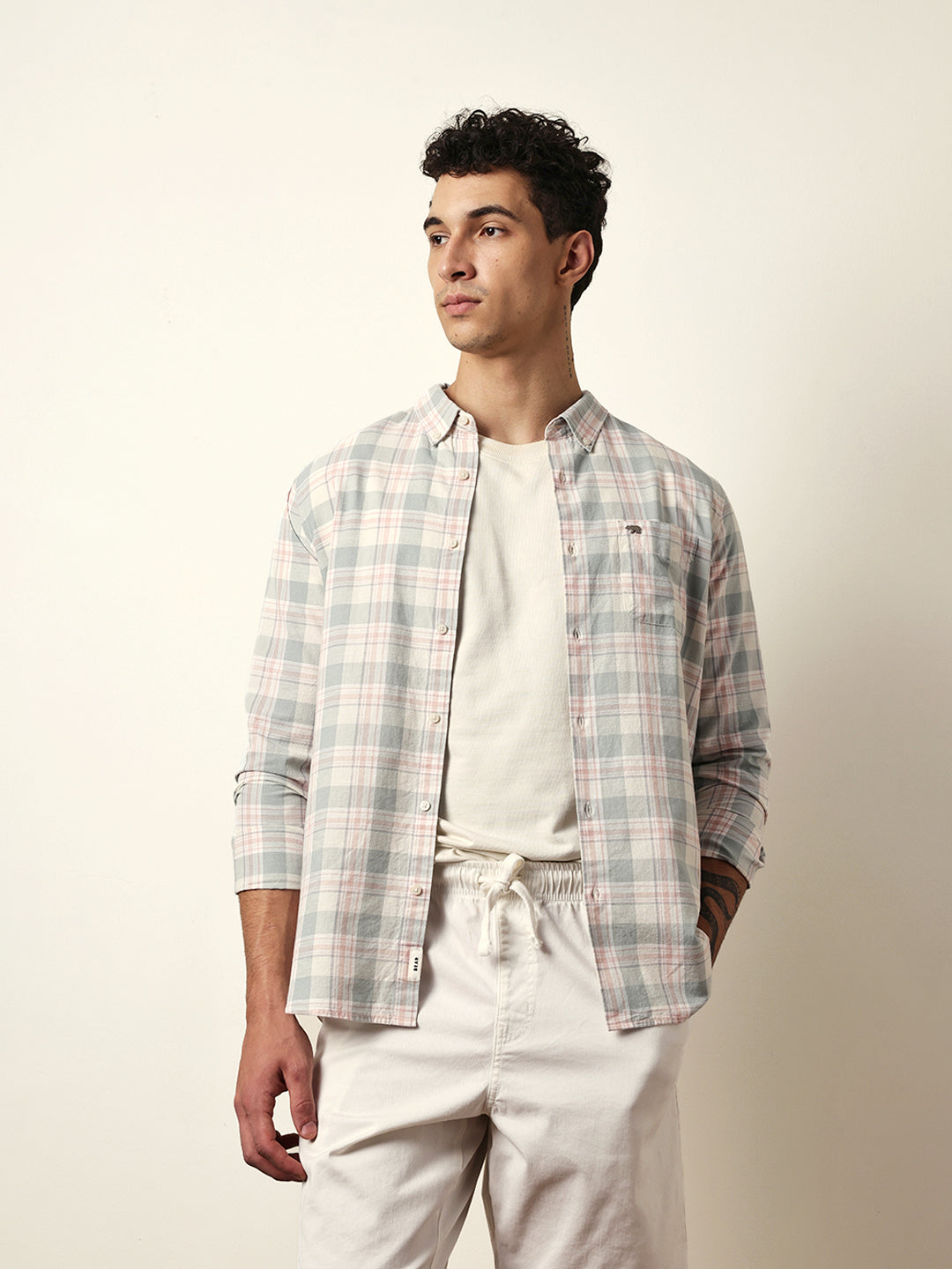 Multicolor Woven Tartan Checked Slim Fit Casual Shirt