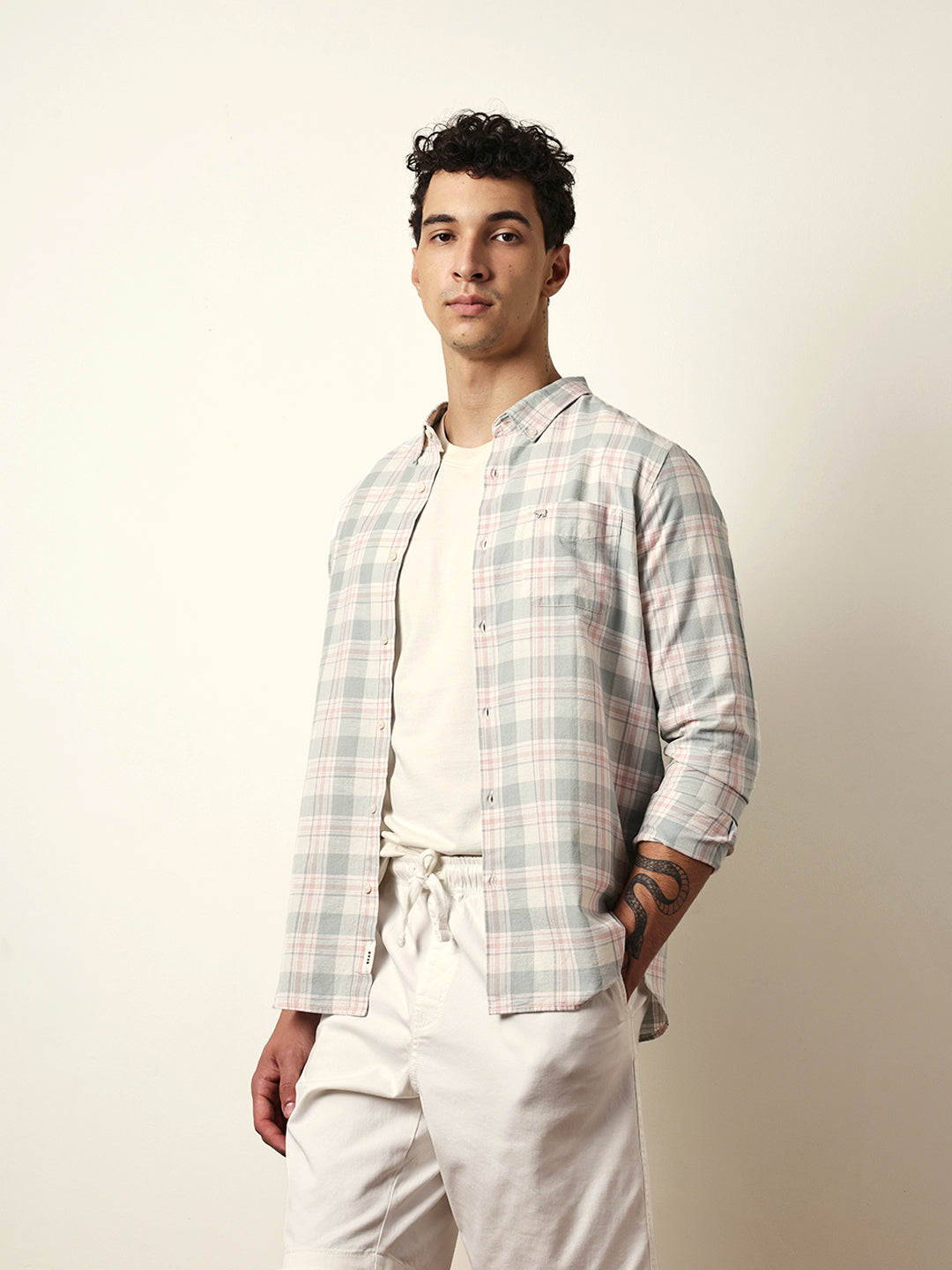 Multicolor Woven Tartan Checked Slim Fit Casual Shirt