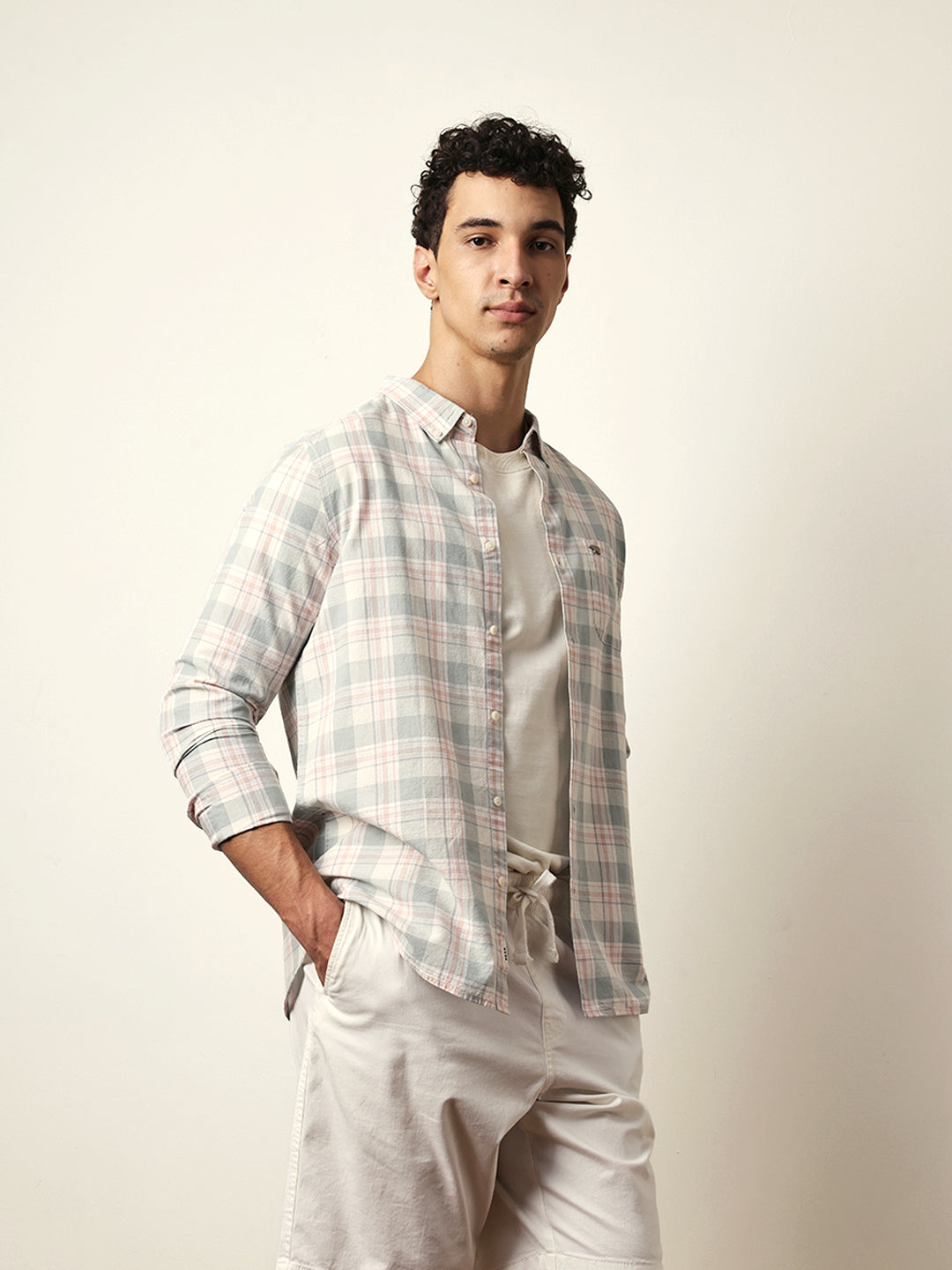 Multicolor Woven Tartan Checked Slim Fit Casual Shirt