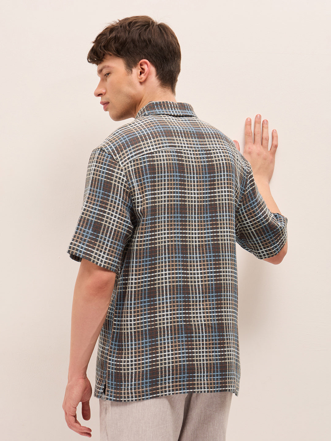 Multicolor Woven Checkered Relaxed Fit Cotton Casual Shirt