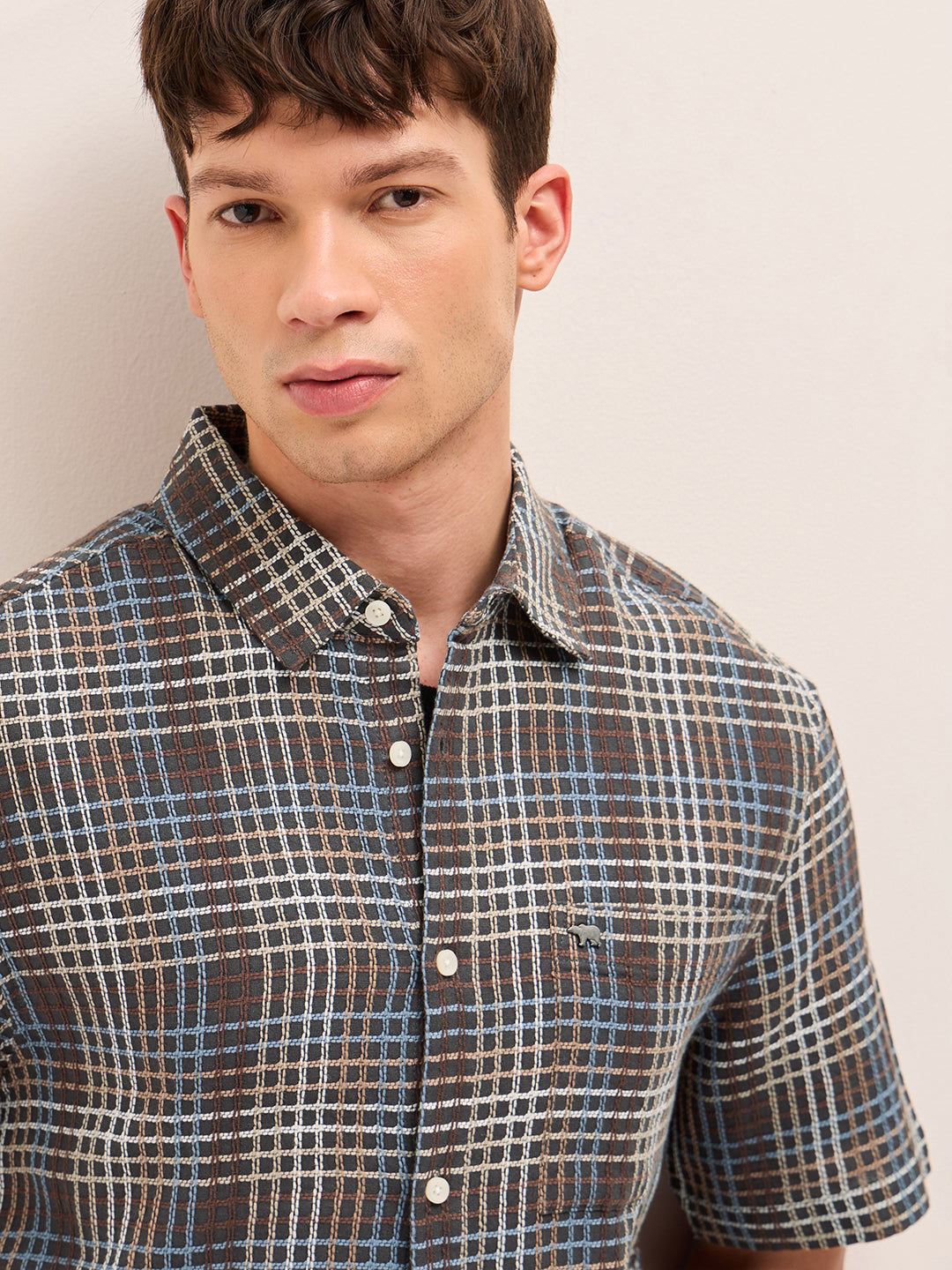Multicolor Woven Checkered Relaxed Fit Cotton Casual Shirt