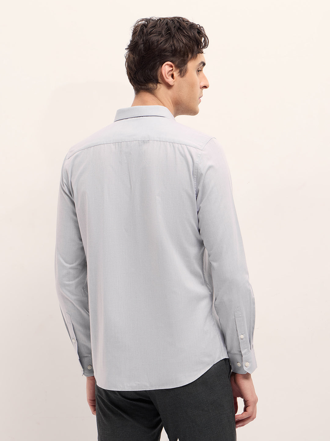 Grey Solid Tailored Fit Formal Shirt