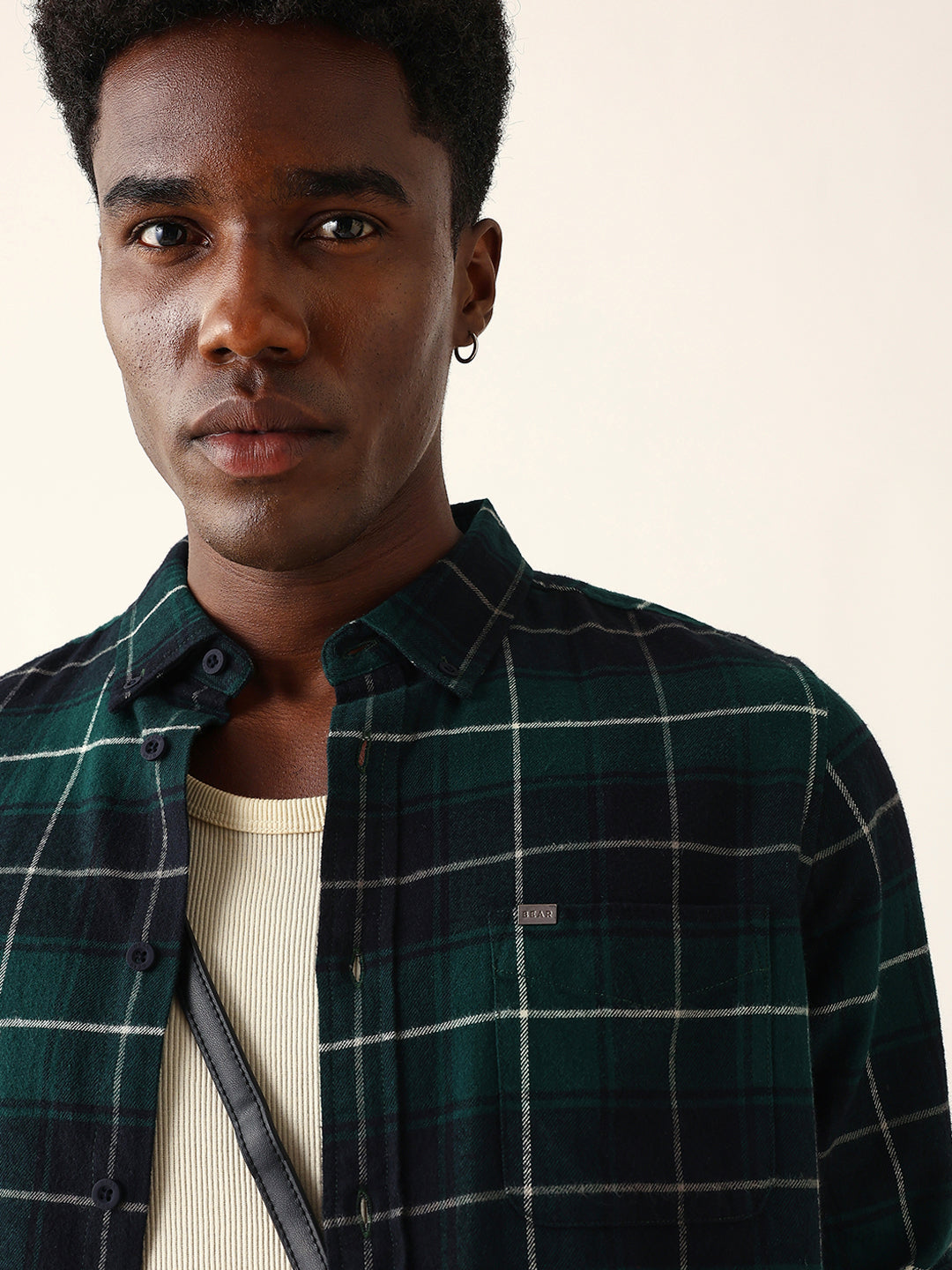 Dark Green & Black Flannel Checked Slim Fit Casual Shirt