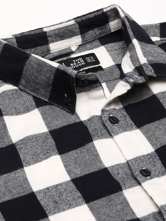 Men Slim Flannel Button-Down Casual Shirt