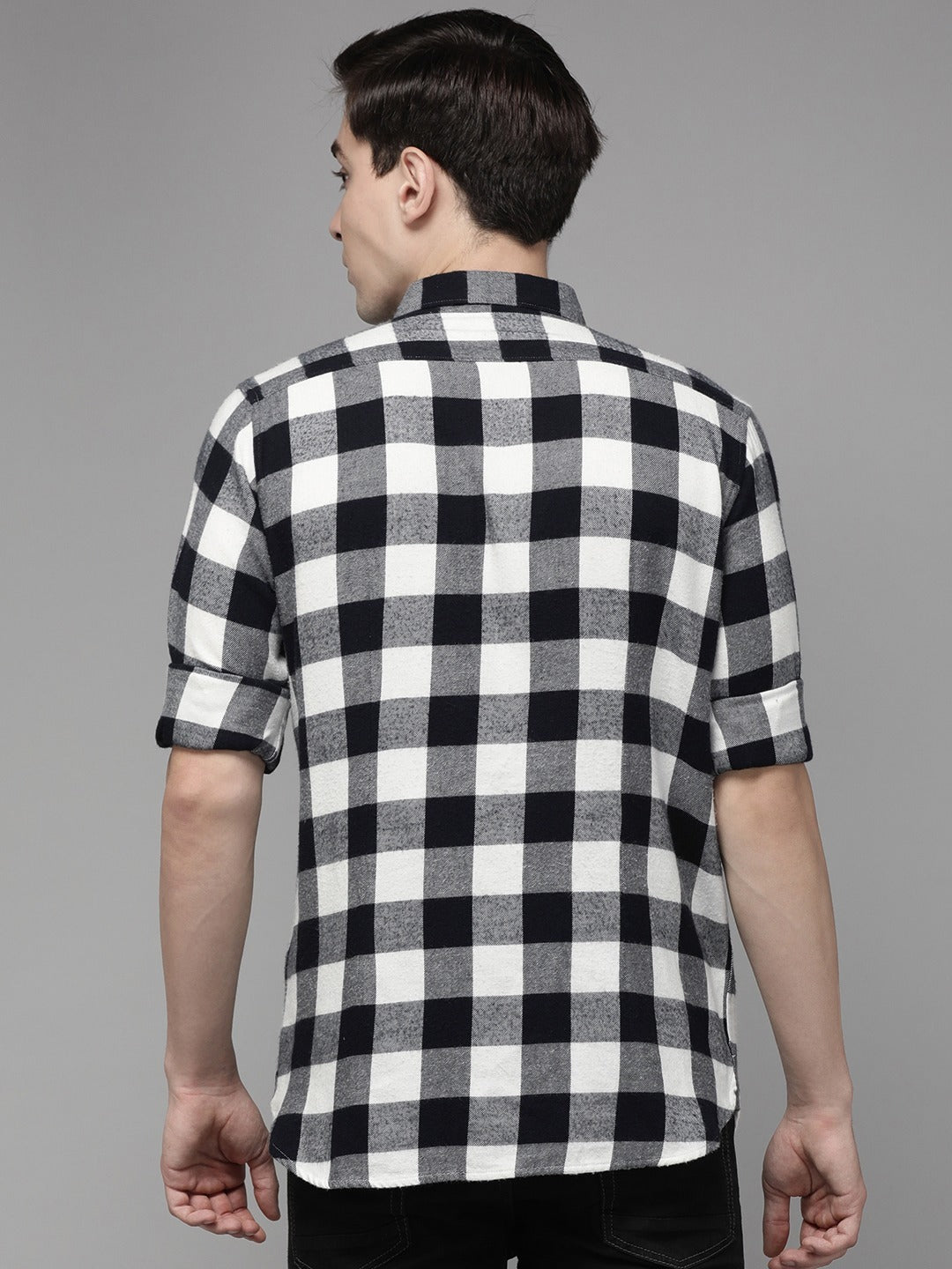 Men Slim Flannel Button-Down Casual Shirt