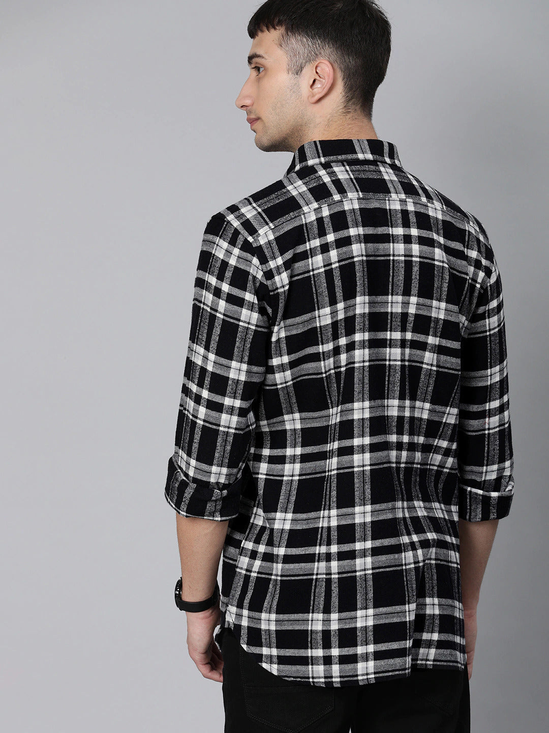 Men Slim Flannel Button-Down Casual Shirt