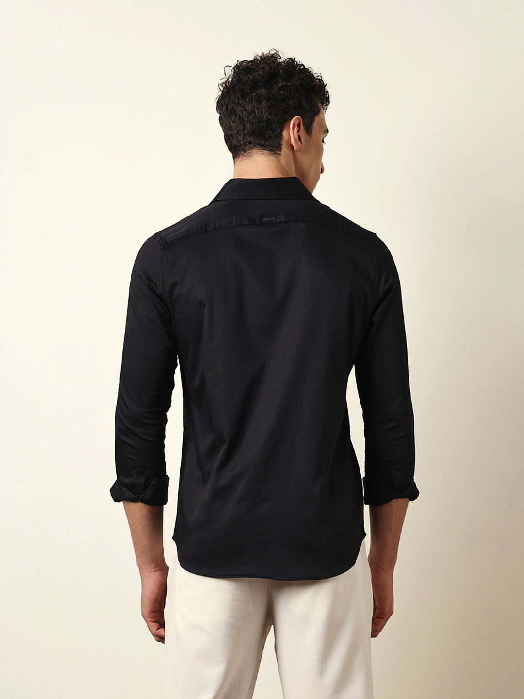 Black Tailored Fit Tiger Embroidery Formal Party Shirt
