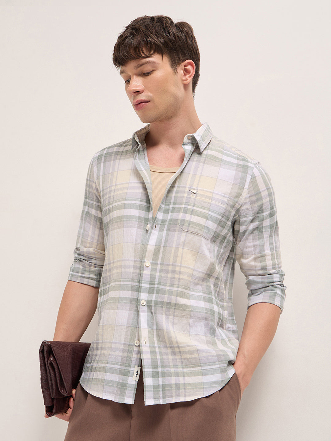 Multicolor Woven Check Slim Fit Casual Shirt