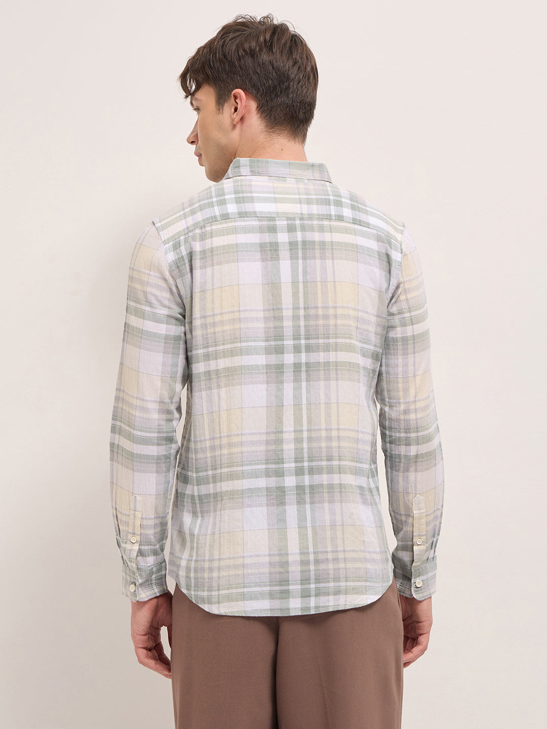 Multicolor Woven Check Slim Fit Casual Shirt