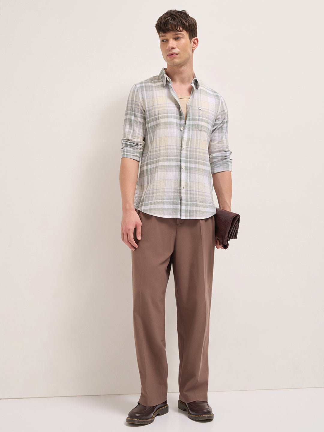 Multicolor Woven Check Slim Fit Casual Shirt