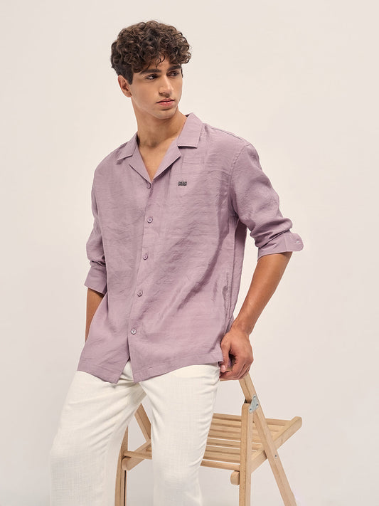 Pink Lenzing Modal Solid Oversize Fit Casual Shirt