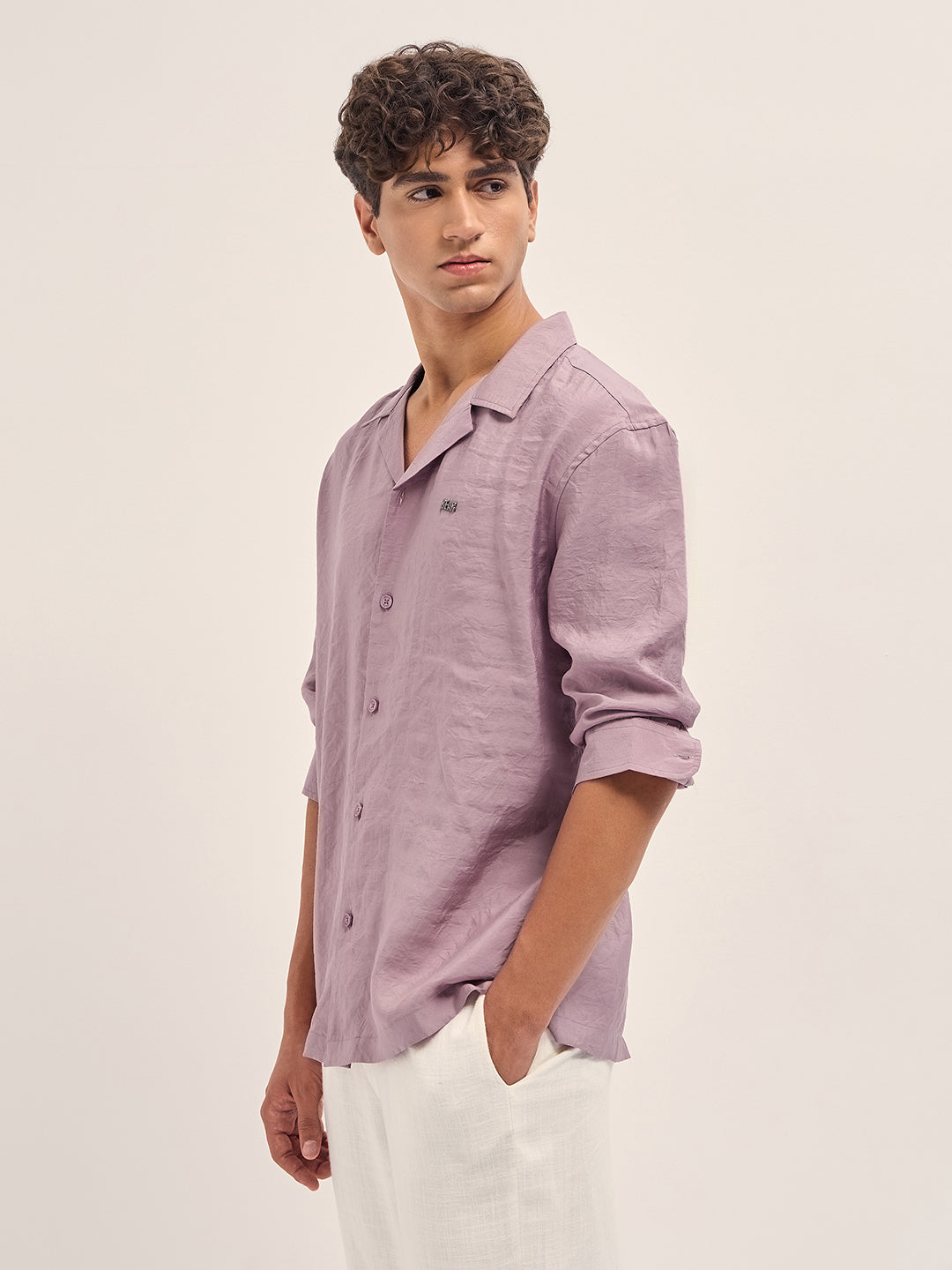 Pink Lenzing Modal Solid Oversize Fit Casual Shirt