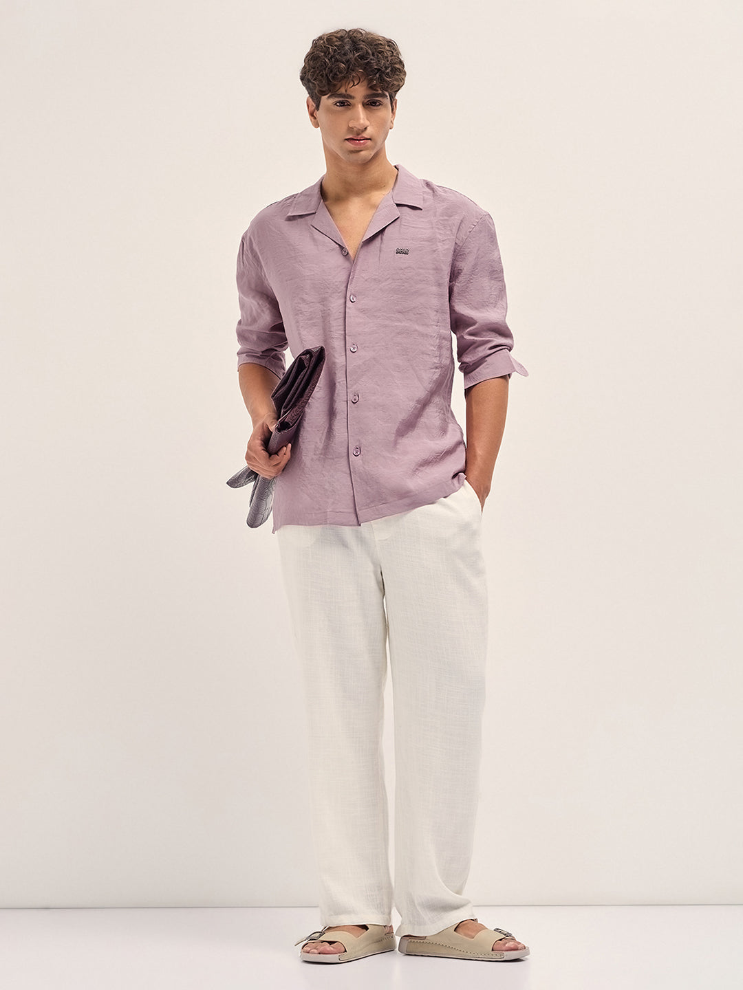 Pink Lenzing Modal Solid Oversize Fit Casual Shirt
