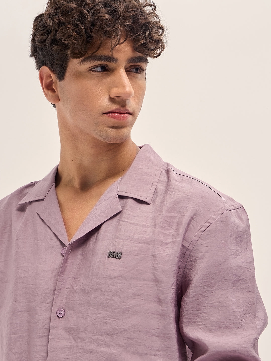 Pink Lenzing Modal Solid Oversize Fit Casual Shirt