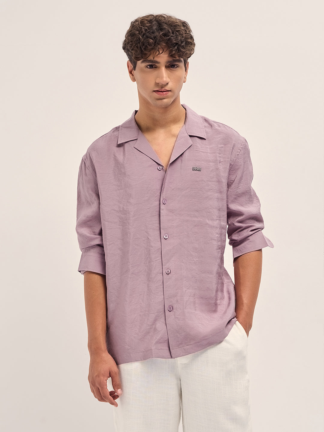 Pink Lenzing Modal Solid Oversize Fit Casual Shirt