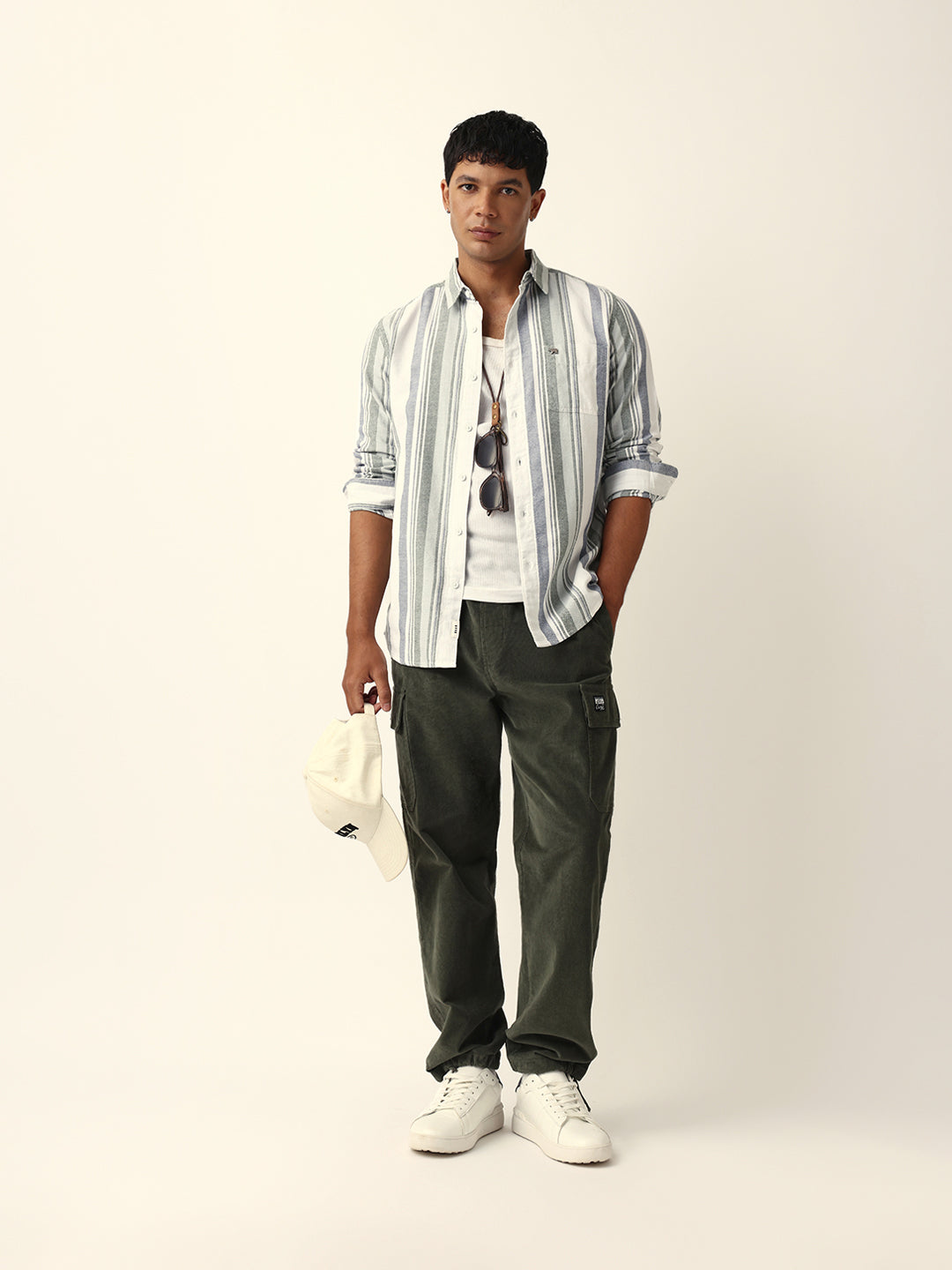 Multicolor Vertical Woven Stripe Slim Fit Casual Shirt