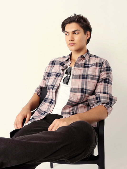 Multicolor Woven Checked Slim Fit Casual Shirt