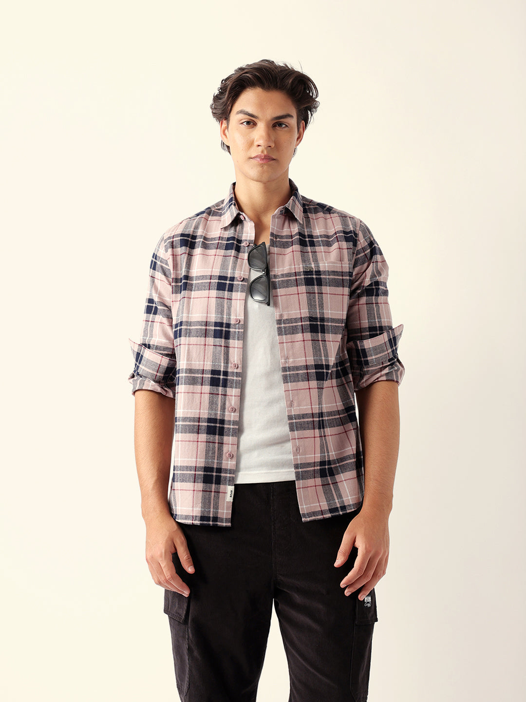 Multicolor Woven Checked Slim Fit Casual Shirt