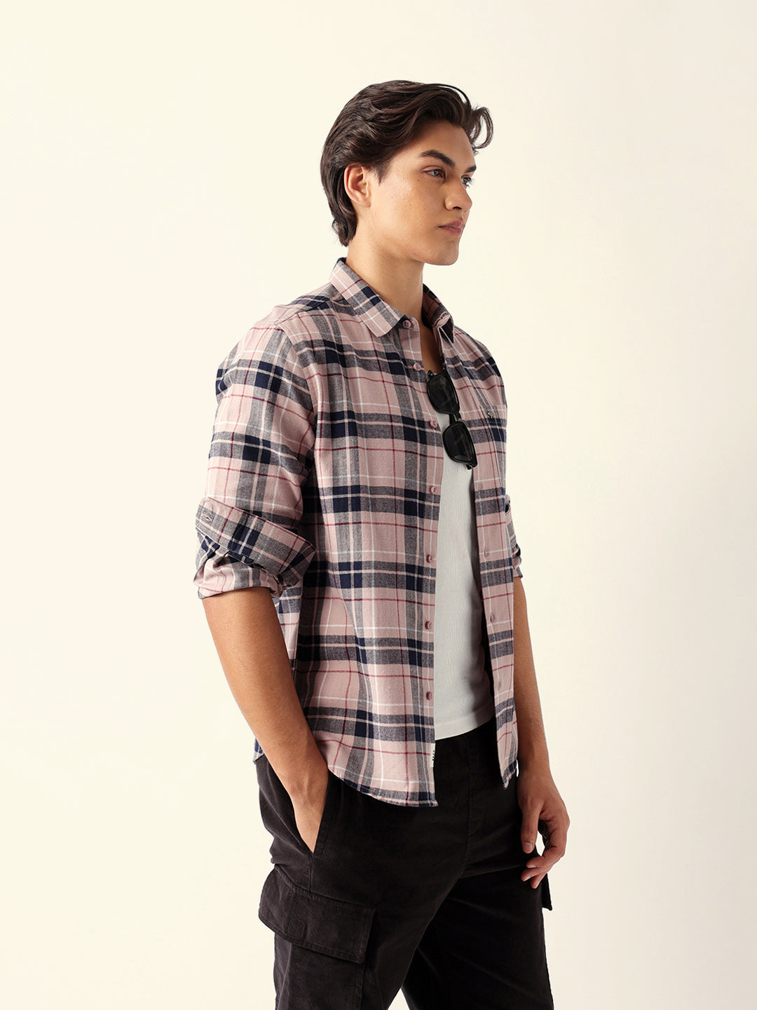 Multicolor Woven Checked Slim Fit Casual Shirt