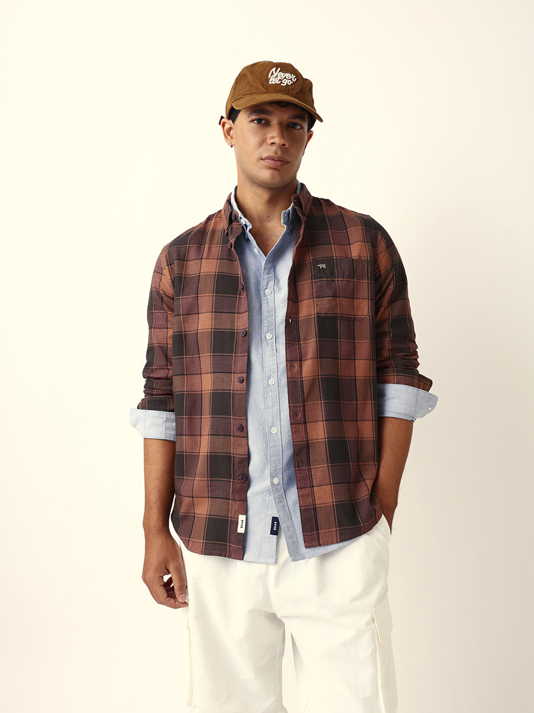 Multicolor Woven Tartan Checks Slim Fit Casual Shirt