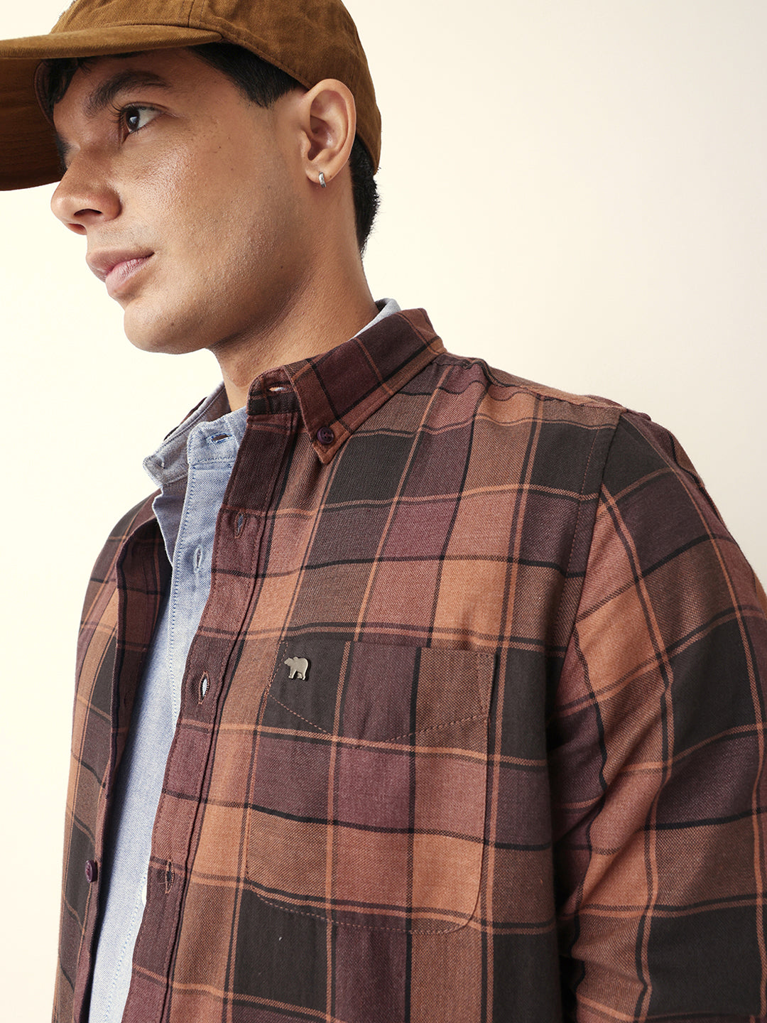 Multicolor Woven Tartan Checks Slim Fit Casual Shirt