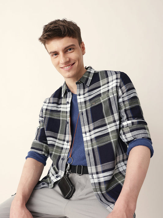 Multicolor Classic Tartan Woven Checked Slim Fit Casual Shirt