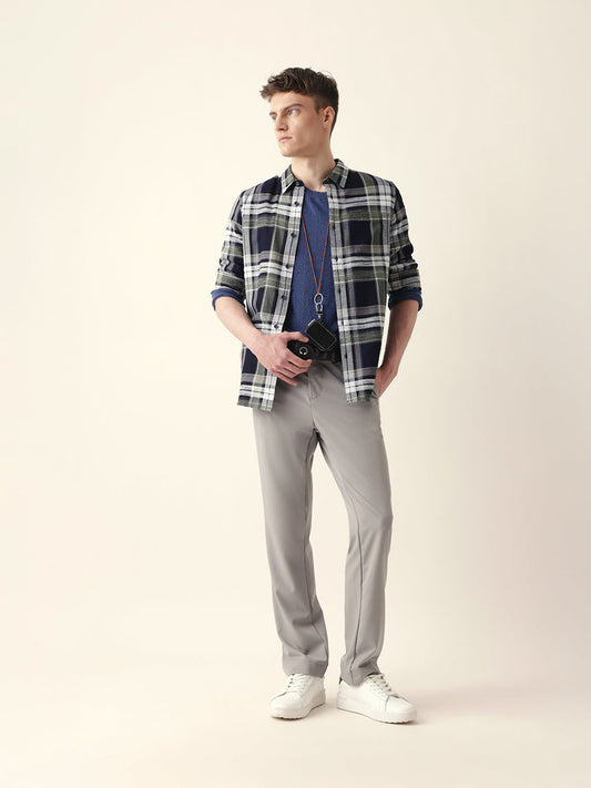 Multicolor Classic Tartan Woven Checked Slim Fit Casual Shirt