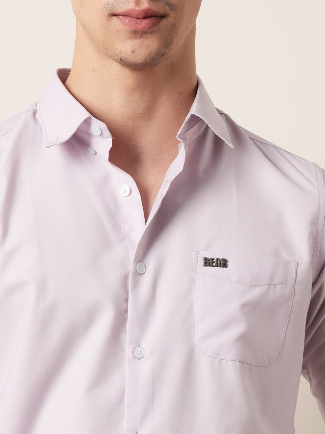 Purple Solid Slim Fit Casual Shirt with a Classic Semi-Formal Look