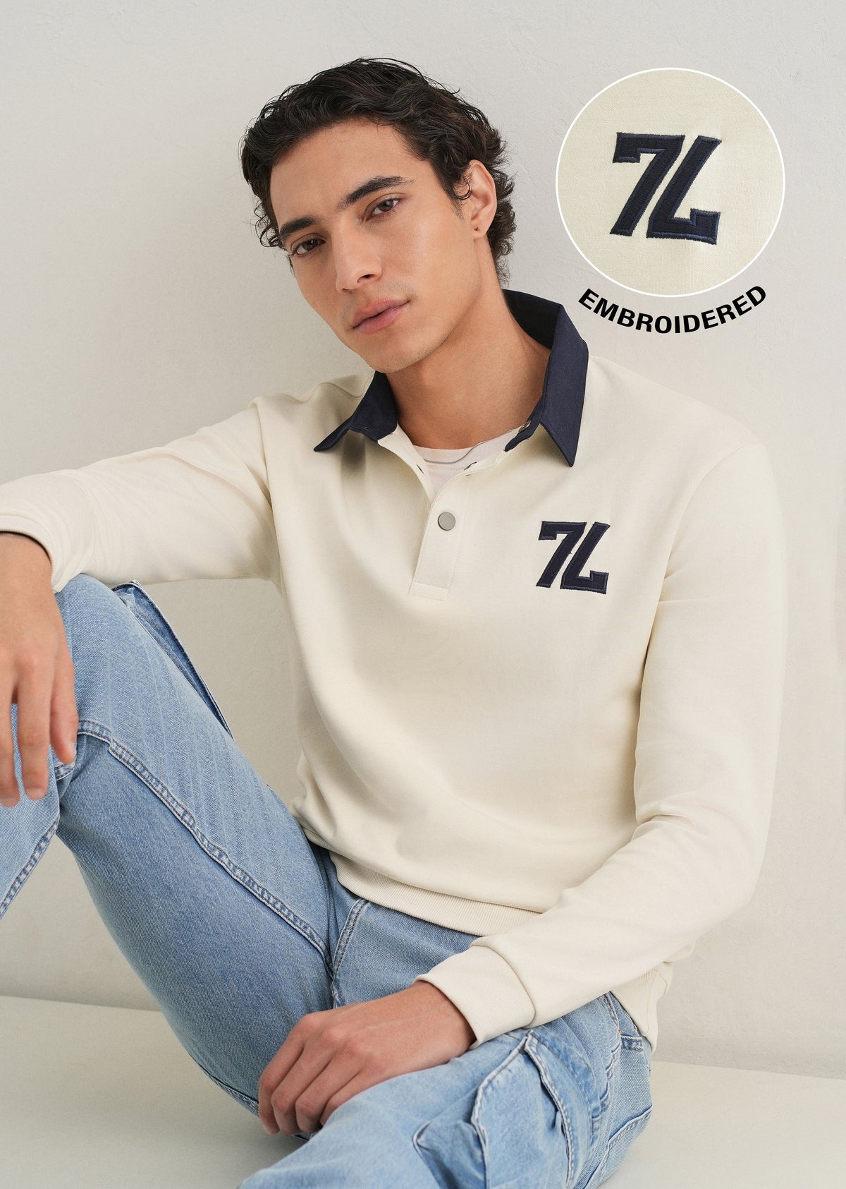 White Polo Knitted Sweatshirt