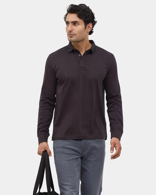 Charcoal Grey Polo Neck Solid Sweatshirt - Charlie